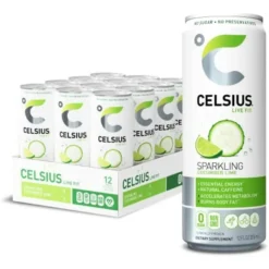 Buy CELSIUS Sweetened with Stevia Sparkling Cucumber Lime Fitness Drink Zero Sugar 12oz Online